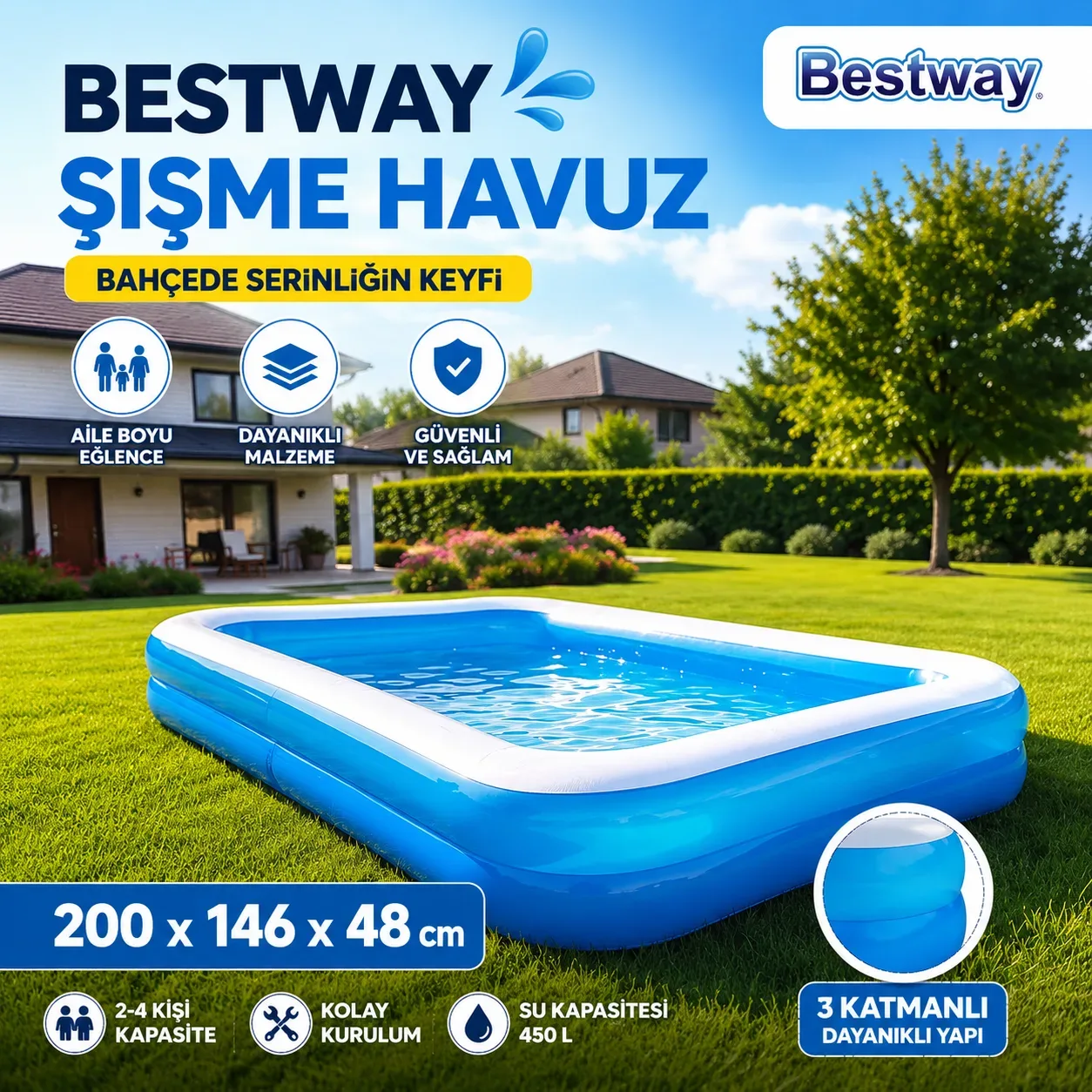 Geniş Aile Havuzu|Bahçenize Sığdırın